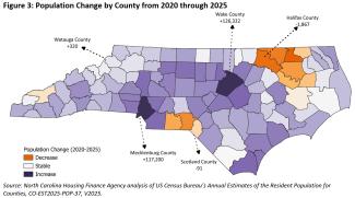 Population Change by County from 2020 through 2025