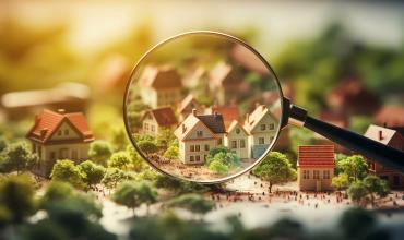 Magnifying glass that is magnifying little houses