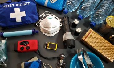 Contents of an emergency kit on a table