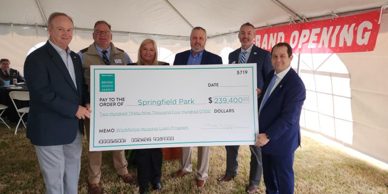 Workforce Housing Check to Be Given at Springfield Park, Jacksonville, March 10 People holding a big check