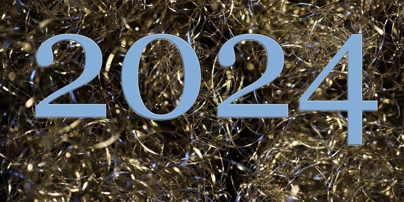 The number 2024 on top of confetti